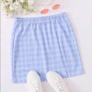 Split hem plaid skirt
